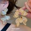 Silver Needle Metal Leaf Pattern Pendant Earrings Fashionable Simple Stud Earrings Light Luxury High-end Earrings Women