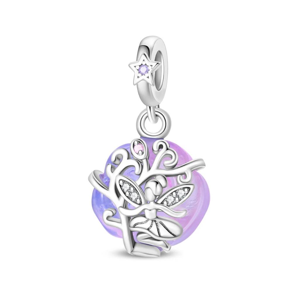 925 Silver Unicorn Pendant Noctilucent Charm Bead DIY Princess Bracelet Colorful Jewelry Gift for Women