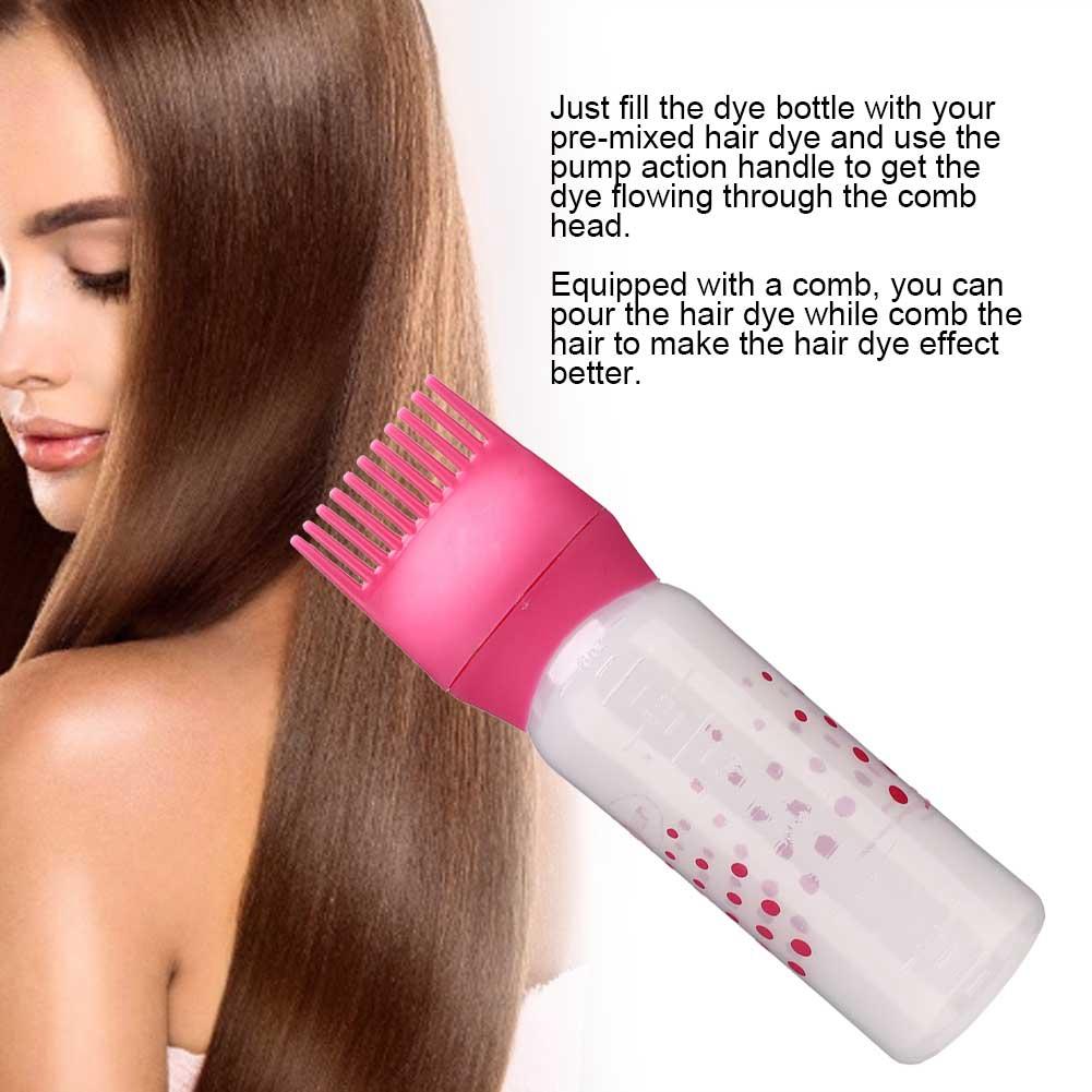 Hair Dye Bottle Shampoo Hair Coloring Dyestuff Applicator Bottle with Comb 170ml (Rose Red)