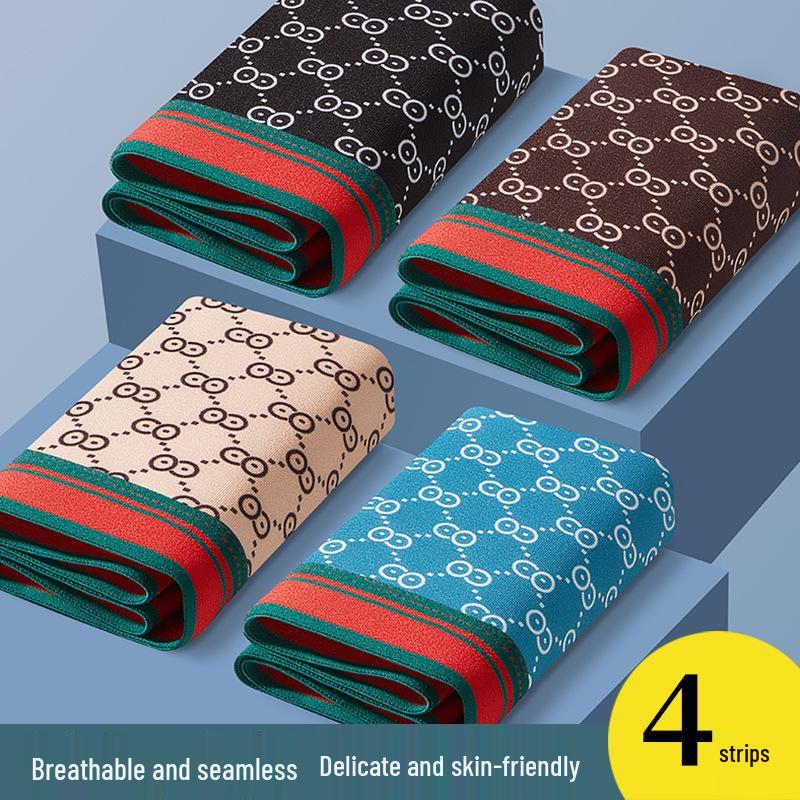 

Набір з 4 чоловічих безшовних дихаючих боксерів-брифів із середньою посадкою та антибактеріальною ластовицею XL (for 100-120 jin)