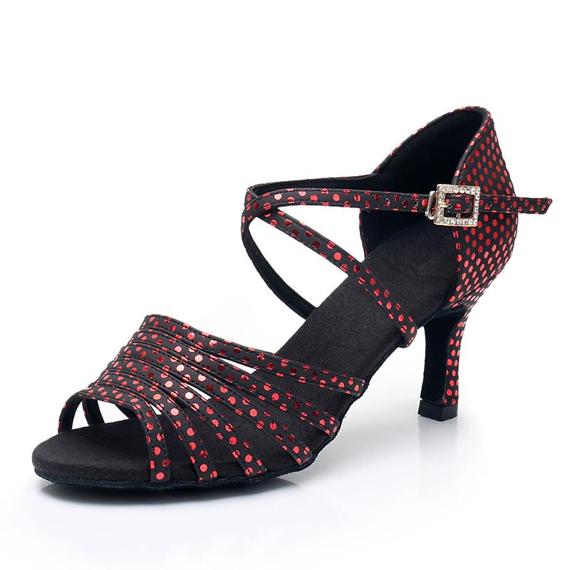 

Salsa Latin Ballroom Dance Shoes 7cm Heels Dancing for Women Girls Practicing Dance Shoes Heeled 7cm 41 чорний/червоний