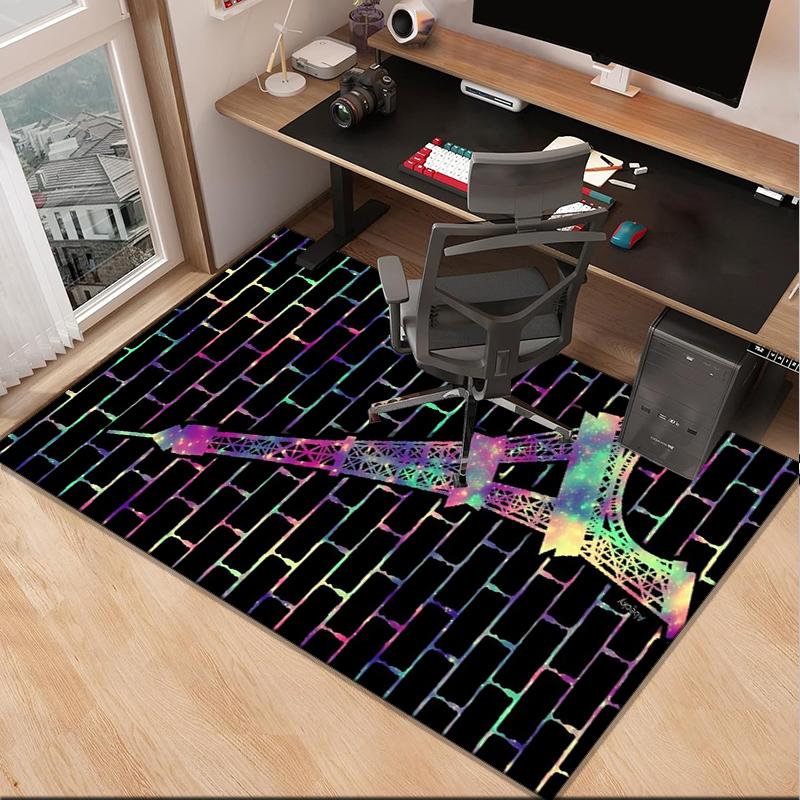 Parisian Eiffel Tower Romance Office Rug Chair Mat, Entryway Carpet, Suitable for Front Door, Bedroom, Living Room, Desk, Holiday Gift