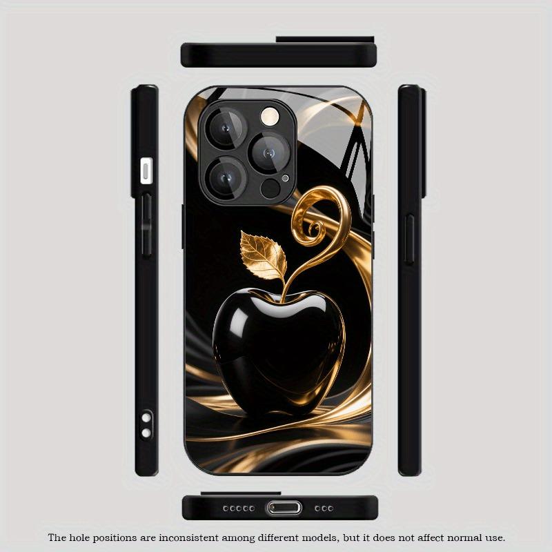 Black Gold For Apple Pattern Tempered Glass Phone Case For iPhone 17 Pro Max 16 15 14 13 12 11 Pro 17 Air 7 8 Plus XS X XR Cover