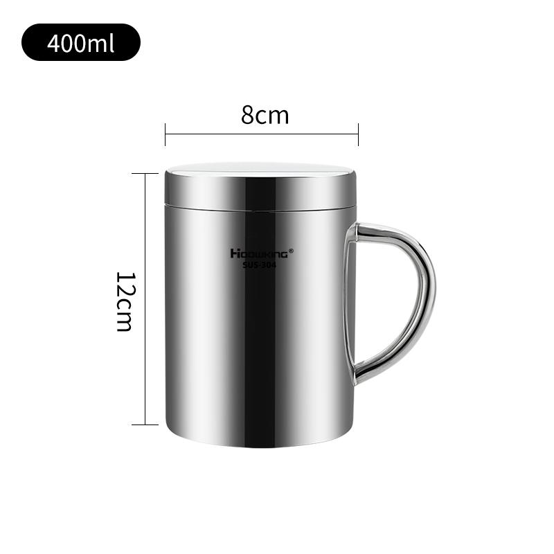 200ml-500ml Mug,304 Stainless Steel Double Cover Water Cup, Coffee Mug, Beer Mug, Household Milk Mug, Children's Water Mug