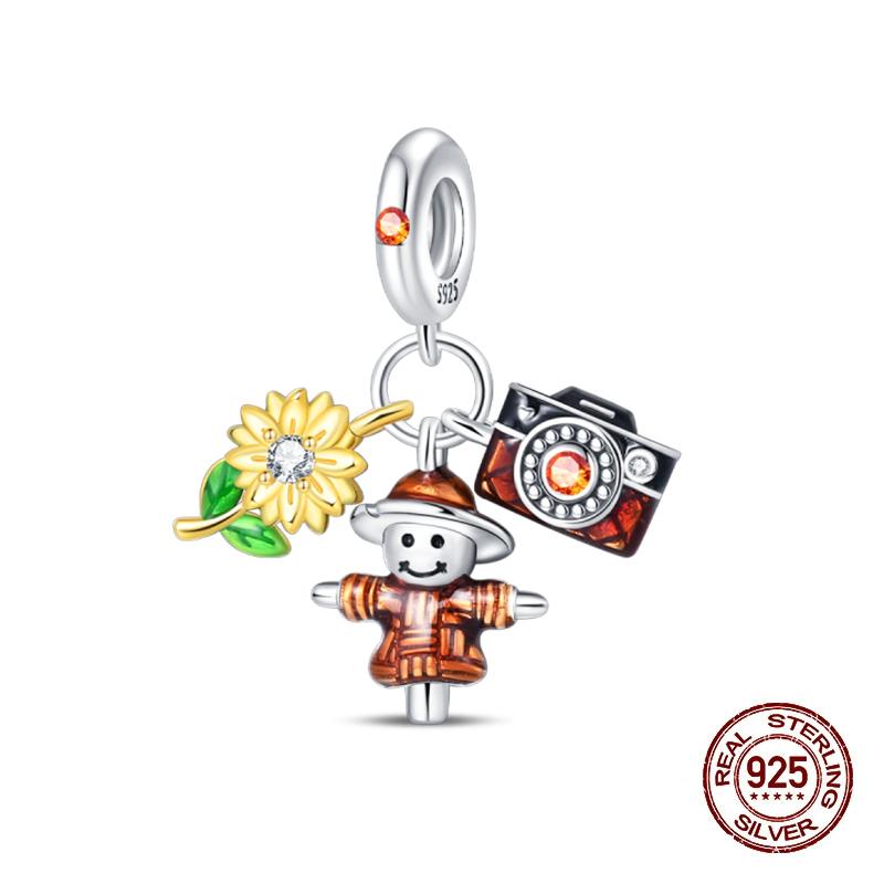 Autumn New Copper Brown Maple Leaf Pumpkin Bee Charms Bead Fit 3Mmoriginal Bracelets Diy Jewelry Warm Gift