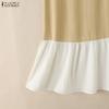ZANZEA Women Summer Round Neck Casual Sleeveless Splice Tank Dress
