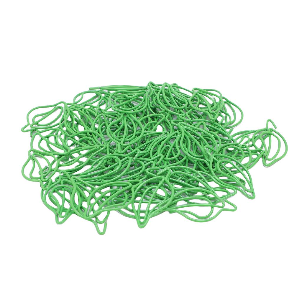 100PCS Metal Paper Clips Green Leaf Shaped Bookmark Clips for Business Cards Office Documents Notes Photos