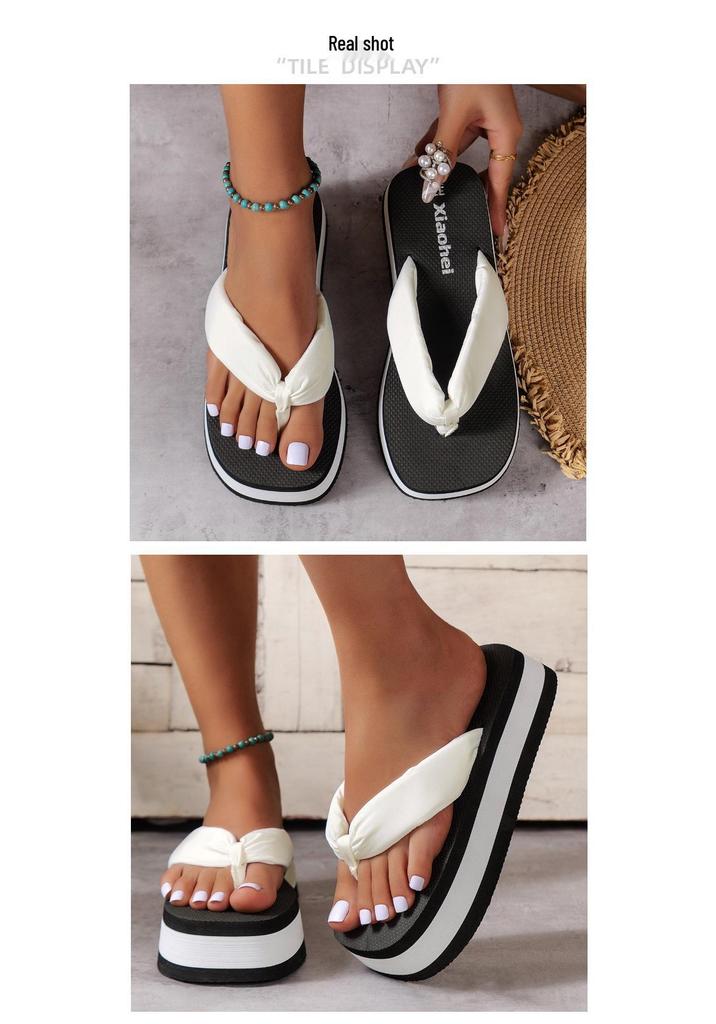 Women's High-End Thick-Soled Flip-Flops, Outdoor Summer Fashion, Color-Block Sandals