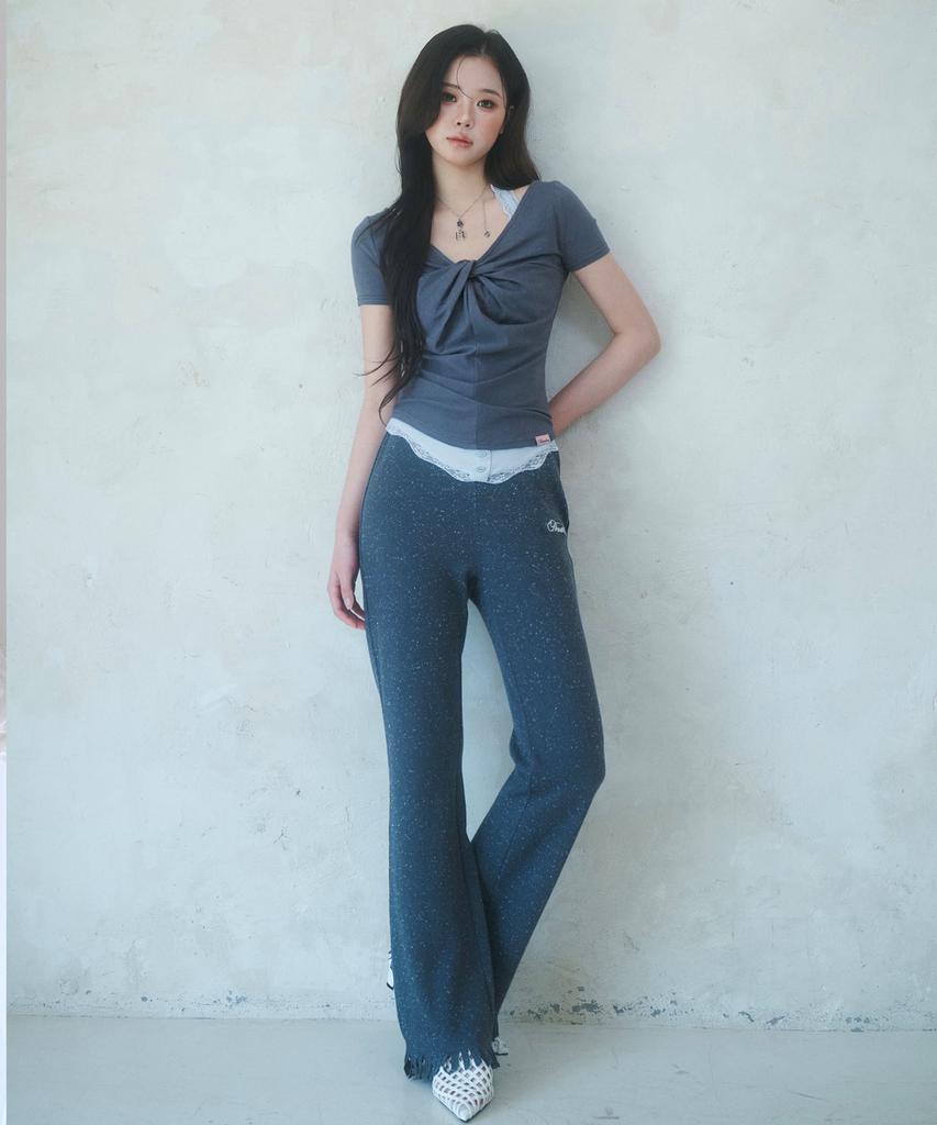 New Arin Pop Pop High-Waist Raw Hem Pants(3Colors)