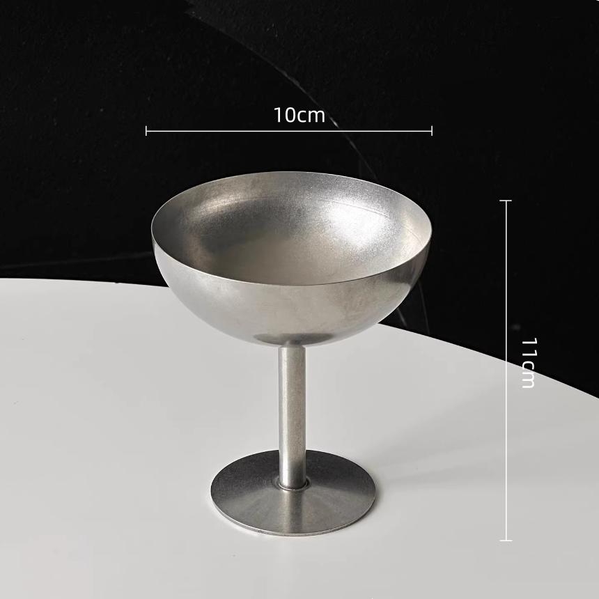 BRStainless Steel High-legged Dessert Cup Dessert Tray Silver Ice Cream Bowl Pudding Bowl Tableware Fruit Tray Kitchen ContainerEY