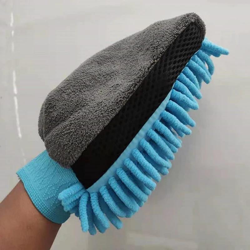 1/5pcs Car Washing Gloves Waterproof Microfiber Chenille Gloves Car Cleaning Mitt Detailing Brush Auto Care Double-faced Glove