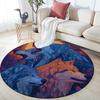Colorful Wolf Pattern Round rug,Carpet Rug for Living Room Bedroom Sofa Playroom Decor,Non-slip Floor Mat,Holiday Gifts and Birthday Gifts