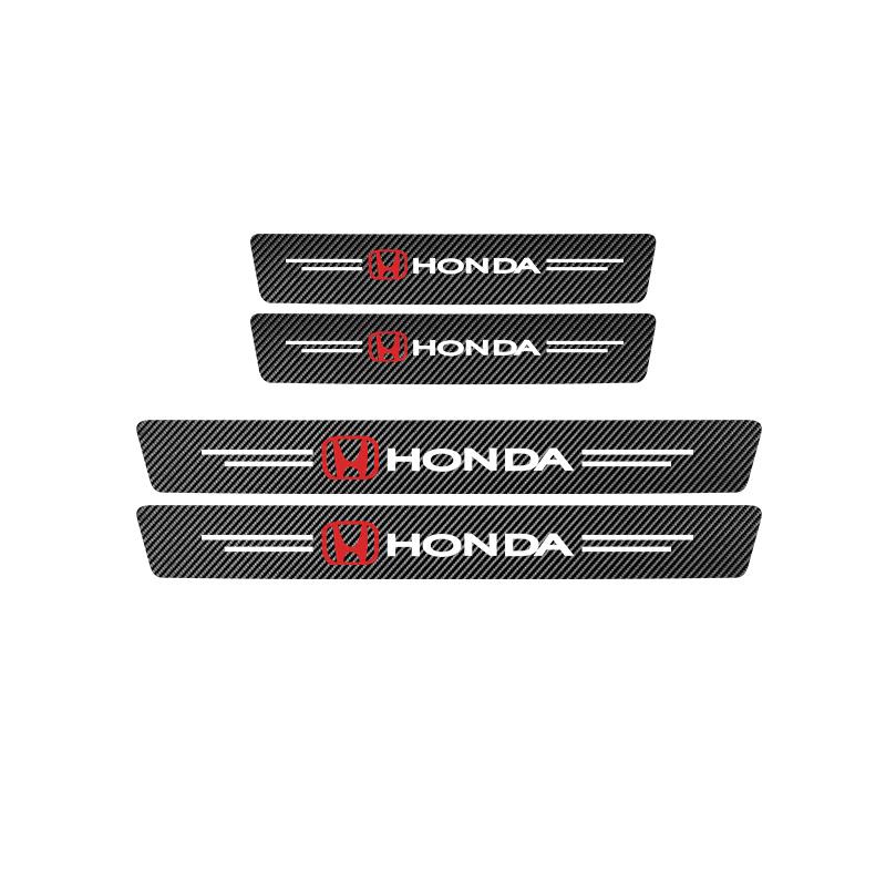 Car Door Sill Stickers Carbon Fiber Leather Anti-stepping Protector For Honda Civic FIT Accord Prelude CRV 5th City CRZ CRX Jazz