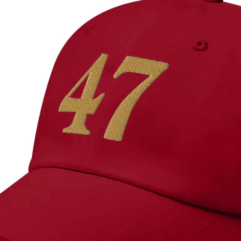Casual Adult 47 Embroidered Peaked Baseball Cap Adjustable Outdoor Sun Hat for Men And Women White Black Red