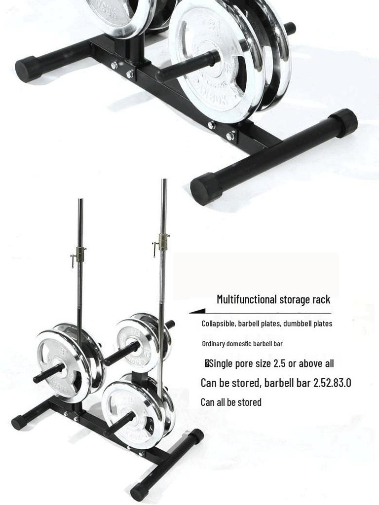 Home Barbell and Dumbbell Plate Storage Rack with Large and Small Hole Compatibility for Fitness Rooms