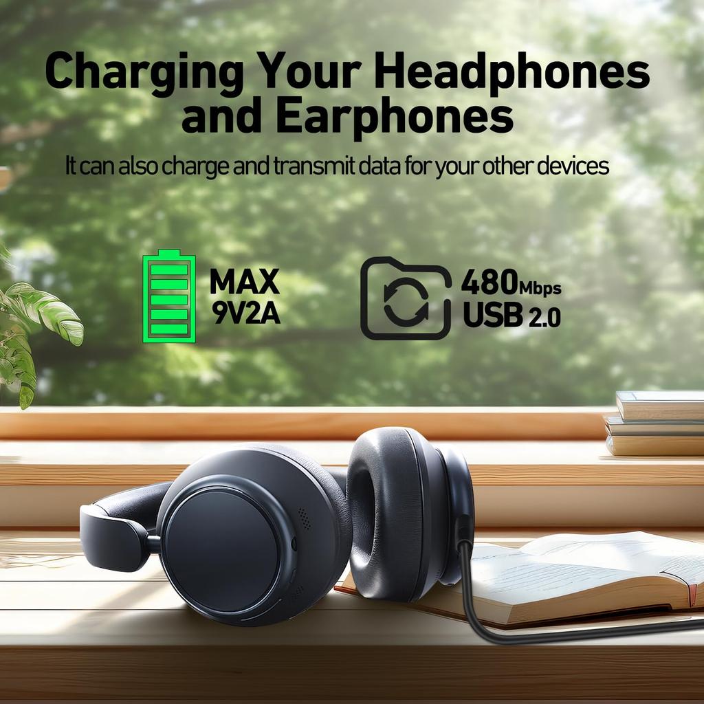 Adhiper USB C Charging Cable for Anker Soundcore Life Q45 Headphones USB C Charger Cord for Anker Liberty Pro Life Space A40 Earphones Bluetooth