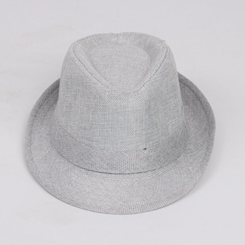 Jazz hat, linen solid color top hat, men's and women's crimped couple's sun hat