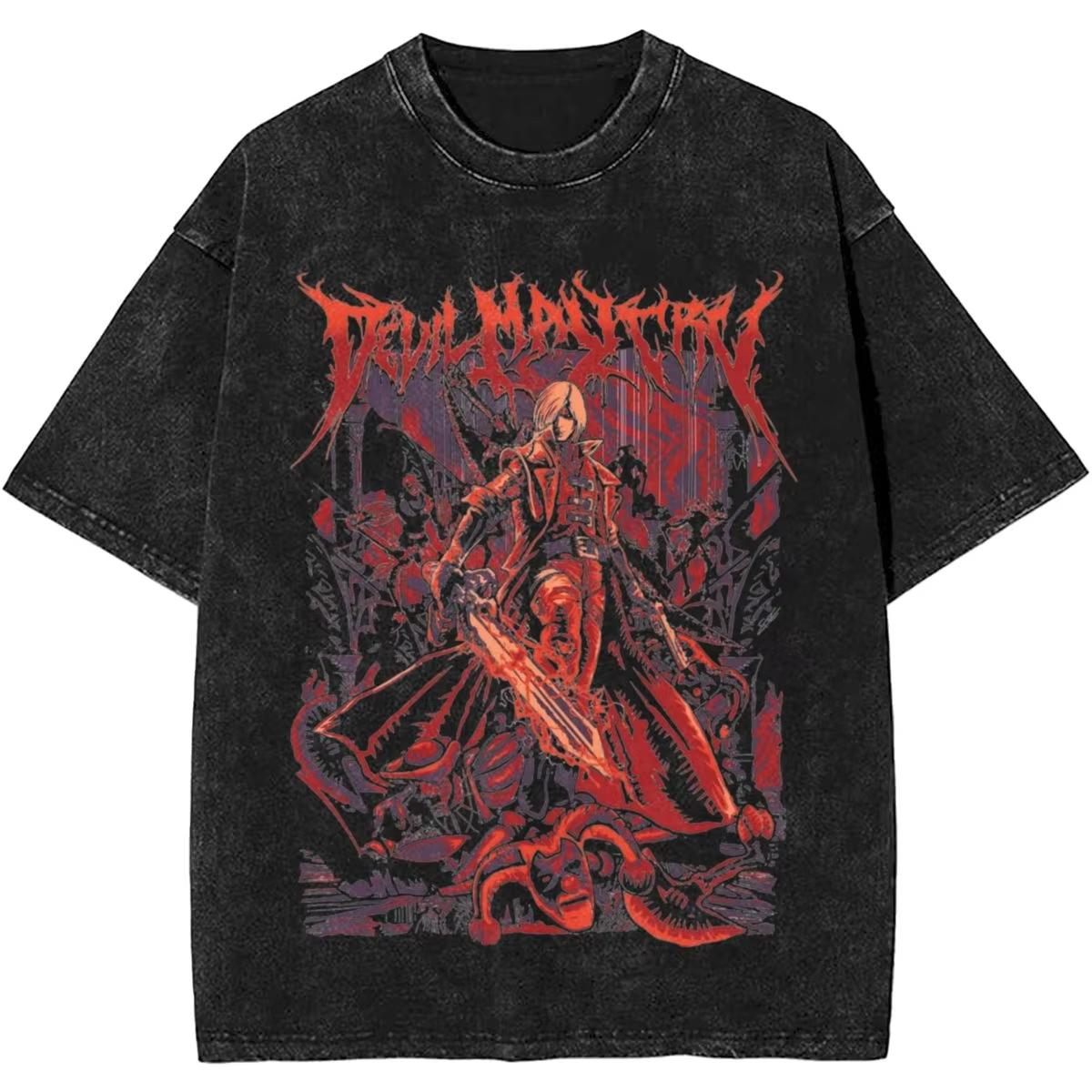 

Washed Shirts Devil May Cry Fan Art Game Lover Fans Merch Fashion T-Shirts Streetwear Short Sleeve O-Neck Tees 3XL
