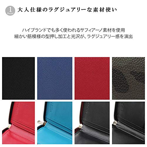 [Register] Men's Bifold Mini Wallet with Box-Shaped Coin Purse and Zipper, Saffiano, Black, Free Size