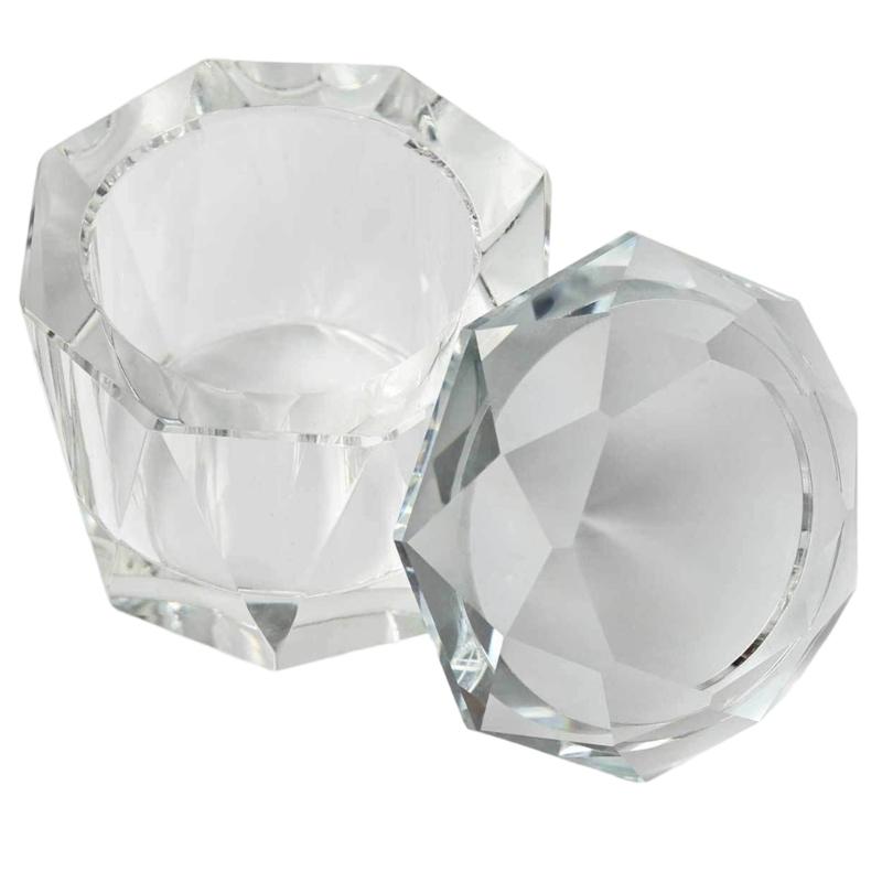 Luxurious Artificial Crystal Nail Brush Cleaner With Scratch Resistant Surfaces Crystal Glass Dish For Salon Use