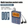 Mini Portable AM FM Pocket Radio Equipped Stereo Earphones Auto Preset Stations Key Lock & Sleep Timer Battery Operated for Running Camping Outdoor