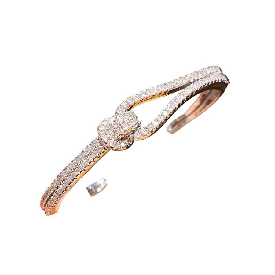 Copper Zirconia Interlocking Open Bracelet For Ladies Trendy Fashion Accessories