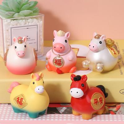 Cartoon Horse Figurine Bring Good Luck Wealth Mini Horse Statue Spring Horse Fidget Toy New Year Decoration Ornament