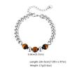Fashion Stainless Steel Cuban Chain Bracelet for Men, Tiger Eye Natural Stone Charm Bracelet, Vintage Jewelry Father Day Gift