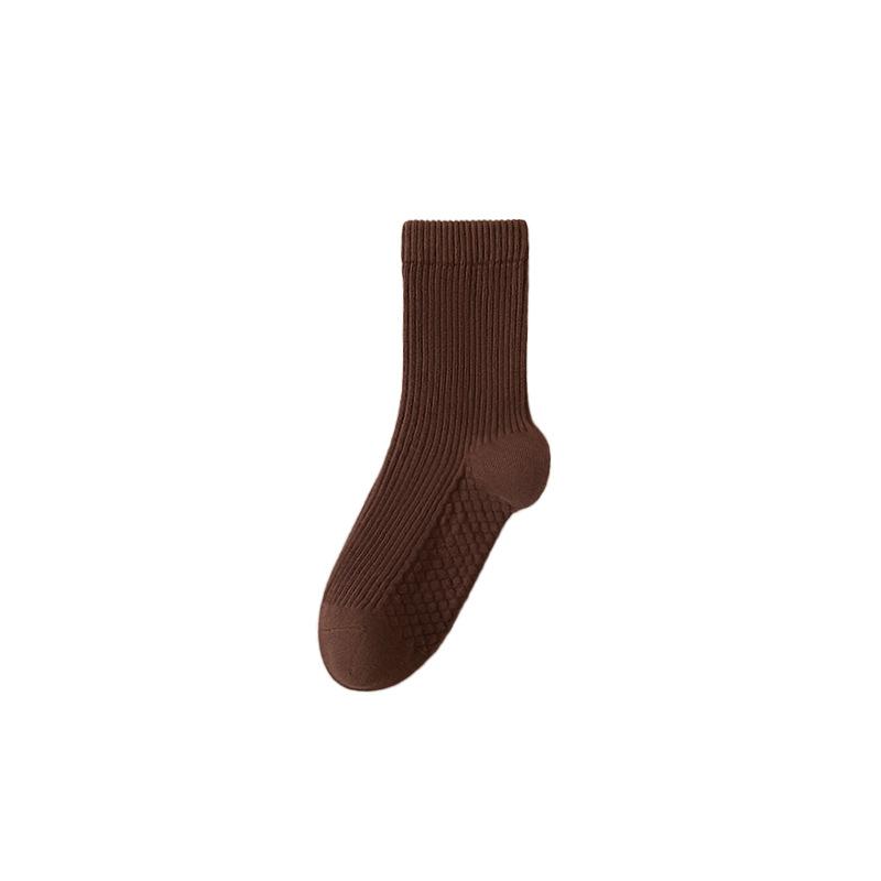 Female Spring and Autumn All Match Solid Color Massage Bottom Comfortable Boneless Antibacterial Sports Tube Socks