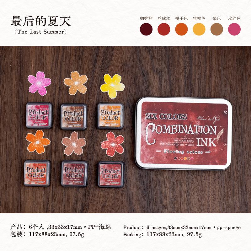 Colorful Ink Pads Set - 6 Vibrant Colors for Stamping, DIY Journal & Scrapbook Decoration (Non-Toxic)