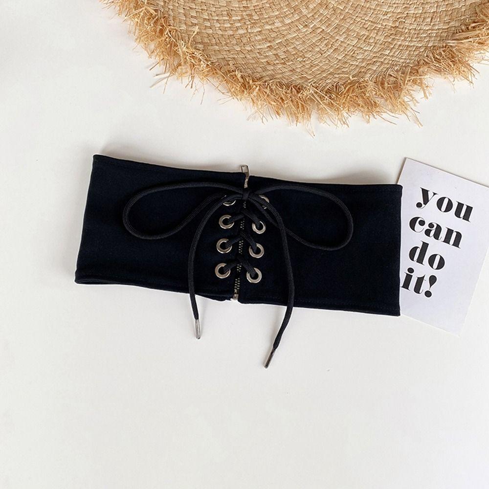 Black Elastic Cummerbunds Adjustable Waist Corset Elegant Wide Belt  Outfits
