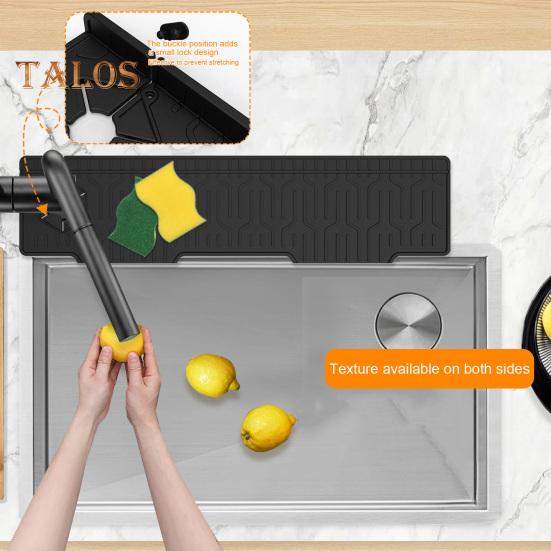 Silicone Faucet Sink Splash Guard Mat Foldable Drain Mat Non-Slip Multiple Drain Holes Adjustable Faucet Protector for Kitchens