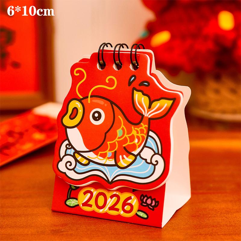 2026 Horse Year Mini Desk Calendar Cartoon Portable Coil Monthly Calendar Planner Office And Home Decor