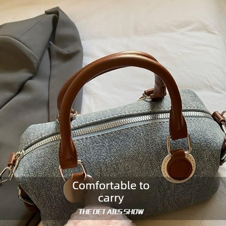 Denim Mini Boston Bag Women's Shoulder Crossbody Bag