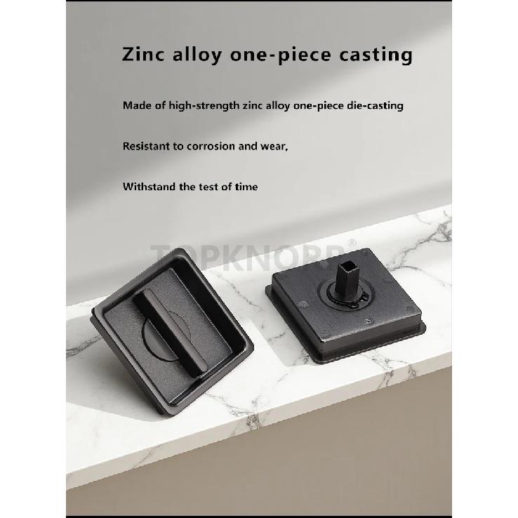 Black Invisible Pocket Sliding Door Lock with Side Handle for Balcony Kitchen Bathroom Bedroom - Pocket Door Hook Lock
