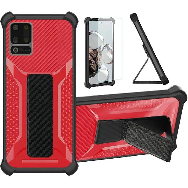 NUU B10 Case Compatible for NUU Mobile B10 Phone Case Cover [with Tempered Glass Screen Protector] Hybrid Case [Folding Support Magnetic] [Frosted красный