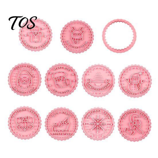 Christmas Cookie Cutters Set 8Pcs/Set Cutter Set, Santa Claus Dough Press, Stamp DIY Gingerbread Man Molds with Tree Snowflake Man, Festive