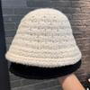 Niche Design Retro Jacquard Wool Hat Women's Autumn and Winter Warm and Cold-proof Face Small Plain Knitted Bucket Hat