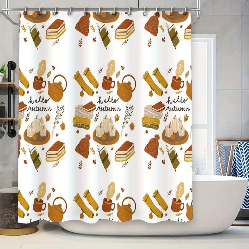 

Шторка для душа на осеннюю тематику Декор в стиле кантри Узор с осенними листьями Занавески для ванной Комнаты Сельский домашний декор Душ к празднику Благодарения 90x180cm