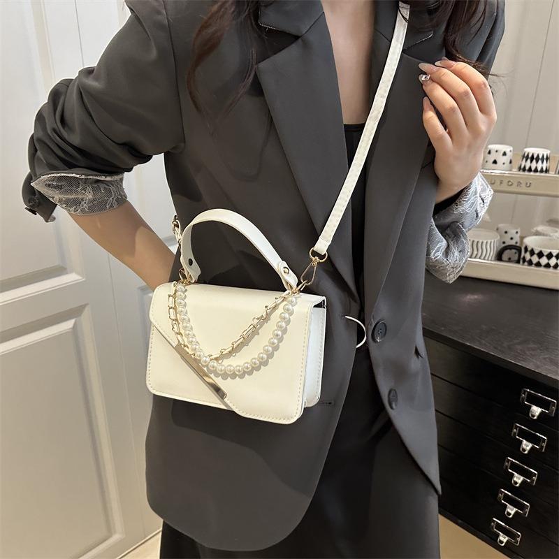 New Fashion High-end Texture Temperament Versatile Pearl Solid Color Portable Shoulder Messenger Bag Women's Bag