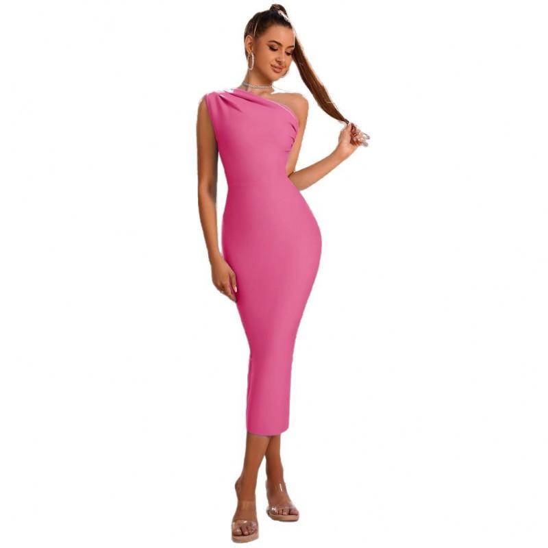 Elegantes Off-Shoulder Bandagekleid Party Abendmode Damen Slim Fit A-Linie Midi Mit Rückenfreiem Detail