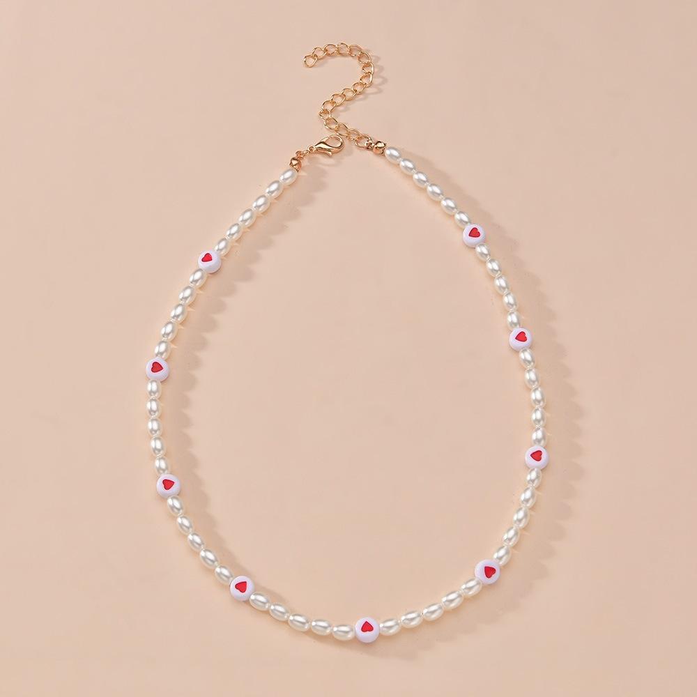 Personalized pearl love beaded women's neck chain accessories source