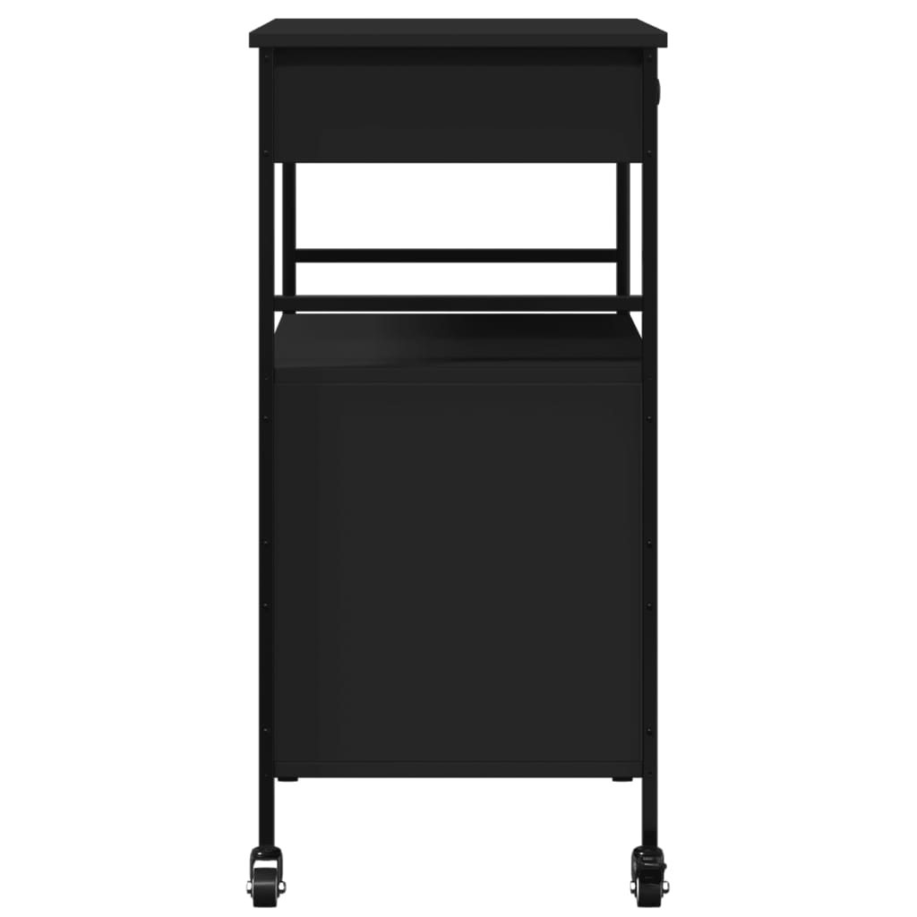 Kitchen Trolley in Black 56x43x89.5 cm Engineered Wood