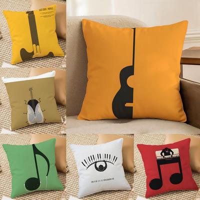 Abstract Quirky Musical Note Patterns Cushion Cover DoubleSided Plush Sofa Cushion Covers Organic Breathable Invisible Zipper
