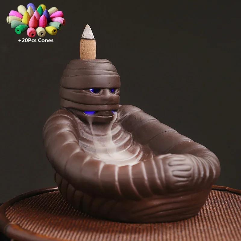 

+20 шт. благовоний Хэллоуин тыква украшение светодиодный череп обратный поток благовоний курильница керамический держатель для поделок офисный декор чай питомец