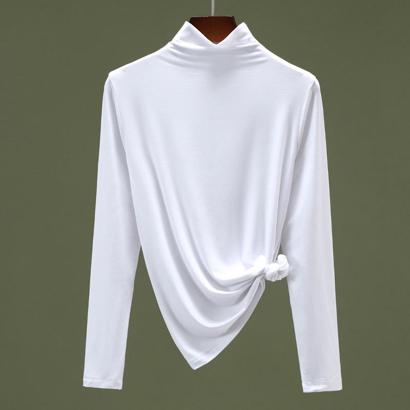 

Модальная нижняя рубашка женская новая весенне-осенняя внутренняя футболка с длинным рукавом топ женская водолазка XXXL белый