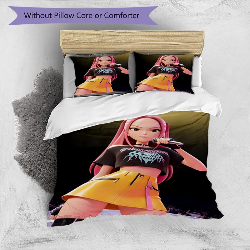 3pcs KPop Demon Hunters MIRA2 Design Cover Set - HD Printed Bedding with 1 Cover and 2 Pillowcases - Perfect for Home and Dorm Decor