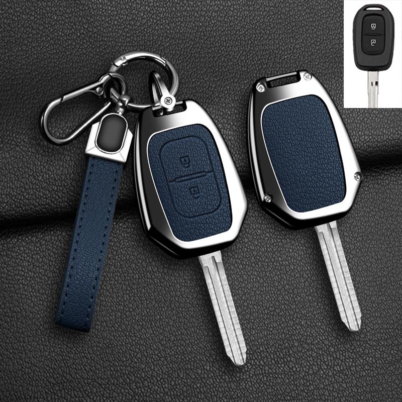 For Renault Kwid Traffic Symbol For Dacia Sandero Logan Duster - Zinc Alloy Leather Car Key Case Cover Auto Accessories