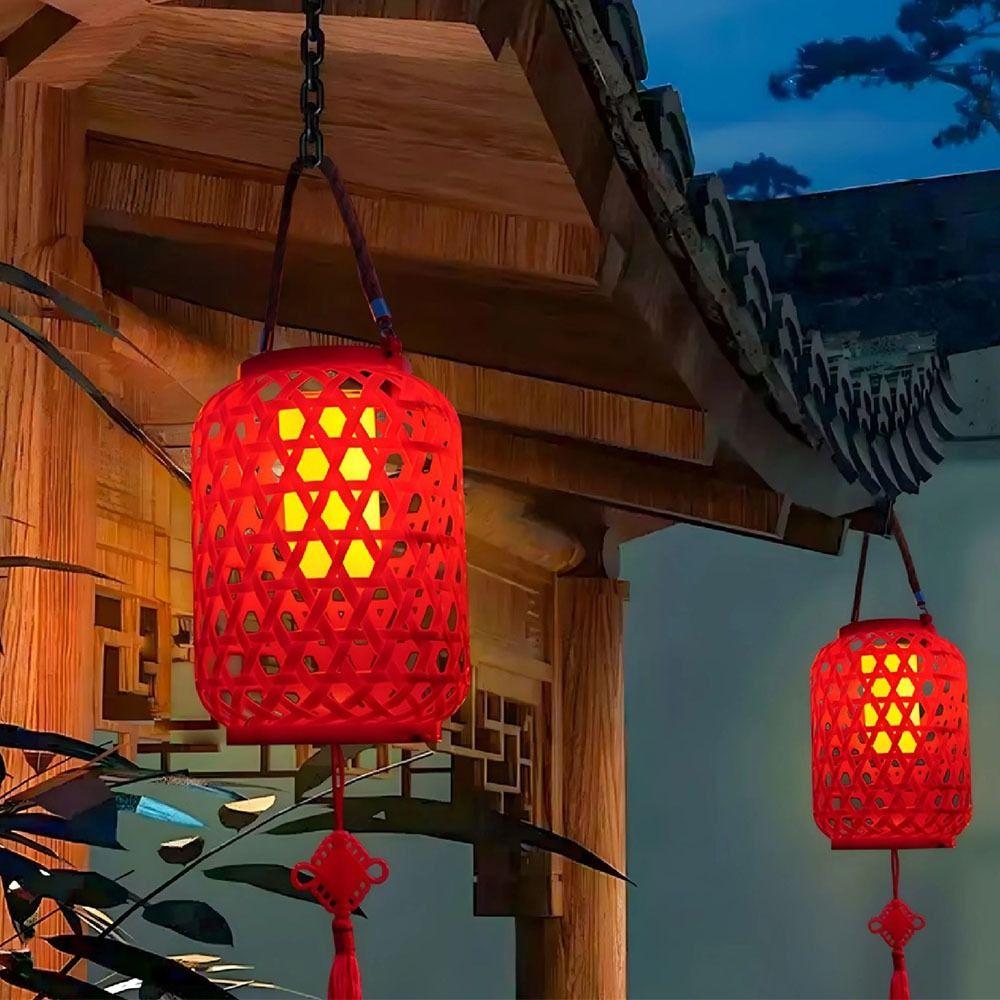Hanging Tree Imitation Bamboo Lantern With Chinese knot Spring Festival Red Lantern New Year