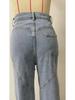 2025 Women's High Waist Straight-Leg Jeans with Chain and Washed Finish